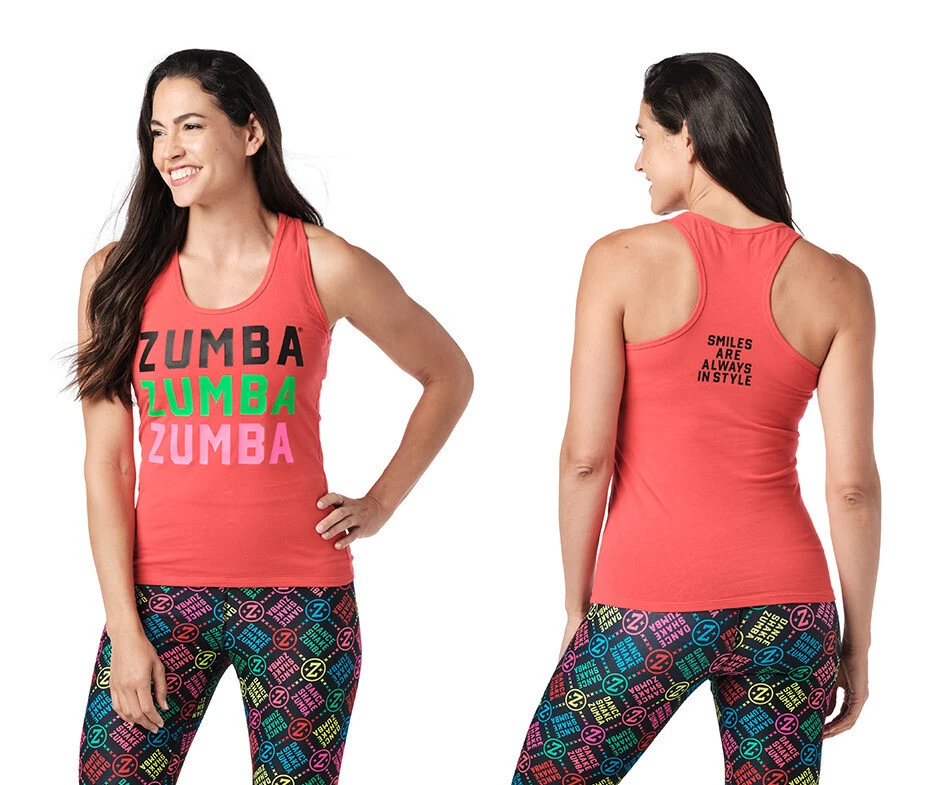 Camiseta sin mangas Zumba Smile Racerback - Cereza ~ XS, pequeña, mediana, grande, XL Foto 1 de 1