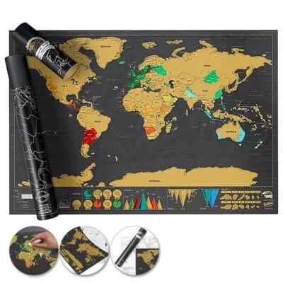 Black Scratch Off Map background Map Poster Travel gift Global Large 82.5x59.4cm - Image 1 of 4