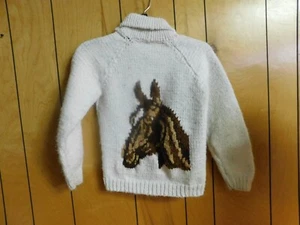 Vintage Child's Cowichan Horse Head Sweater Cardigan Chest 30" - Picture 1 of 6