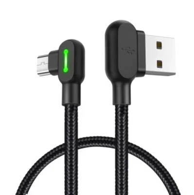 Mcdodo CA-5770 90 Degree Corner Dual LED Micro USB to USB Cable, 0.5m(Black) - Image 1 of 3