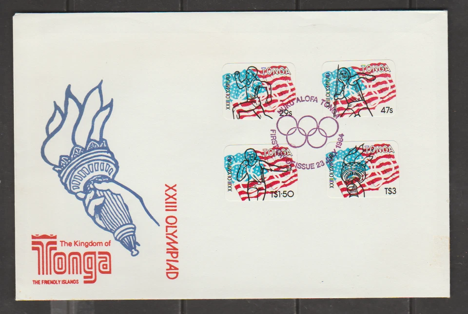 TONGA XXIII OLYMPICS LOS ANGELES 1984 SG # 884-87 FDC FREE USA SHIPPING - Image 1 of 1