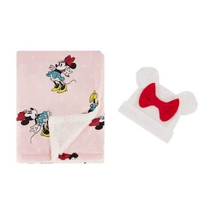 Disney Minnie Mouse Soft Baby Girl Blanket with Matching Infant Hat Cap, GS71874 - Picture 1 of 3