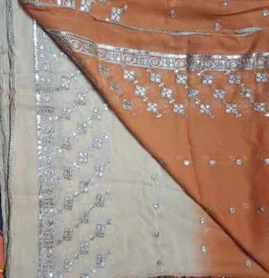 Vintage Dupatta Chiffon Georgette Floral Embroidered Long Stole Wrap scarf Hijab - Image 1 of 4