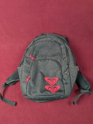 Roxy Mochila Bolsa Almacenamiento Llevar Negro Moteado Escuela Foto 1 de 4