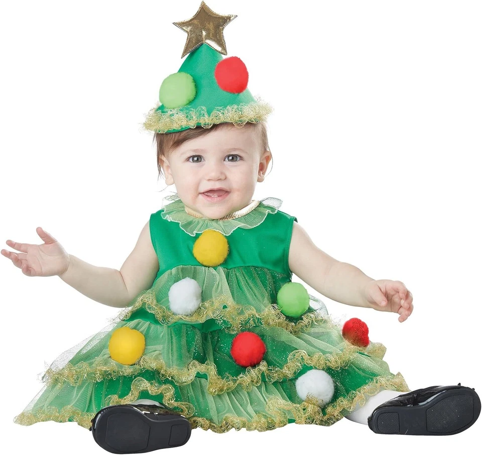 Lil' Christmas Tree Holiday Fancy Dress Up Halloween Baby Toddler Child Costume - Image 1 of 2