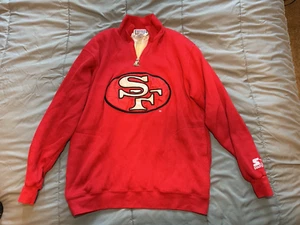 Vintage 49ers Red Pro Line Authentic Big Logo Starter Zip-up Sweater size Large - Picture 1 of 6