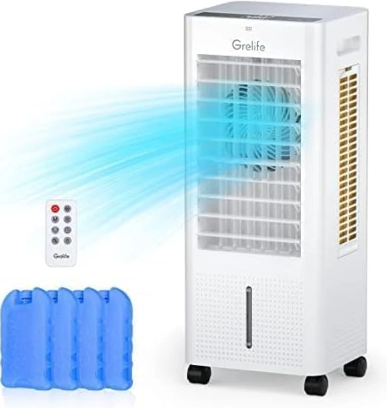 Enfriador de aire evaporativo portátil oscilante Grelife LE-AC001 con ventilador humidificador Foto 1 de 4