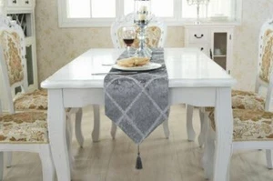 Table Runner Rhinestone Velvet Soft Decoration Modern Tablecloth Home Decor - Picture 1 of 18