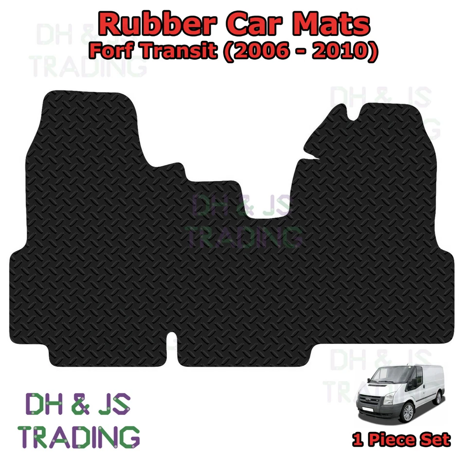 1pc Tailored Black Rubber Car Mat Set Fits Ford Transit Van (2006 - 2010) - Image 1 of 1