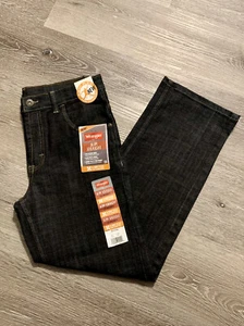 Wrangler Boys Denim Black 4-Way Flex Slim Straight Comfort Jeans Size 12 Husky - Picture 1 of 12
