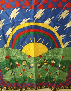 St Jude Children’s Hospital Silk Scarf Children At Play 34" Square - Picture 1 of 5