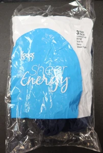 3-Pack L'eggs Sheer Energy Control Top Sheer Tight Pantyhose - Size Q+ - Navy - Picture 1 of 3