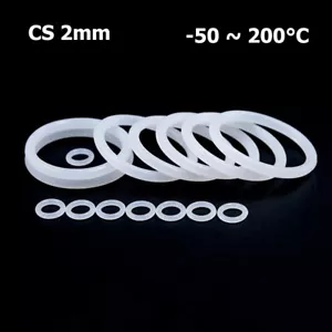 2mm Schnurstärke Silikon O-Ring Dichtungsringe Lebensmittelecht Oring AD 5-90mm - Picture 1 of 10