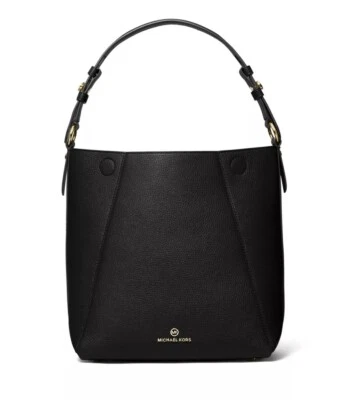 Michael Kors Lucy Black Leather Medium Hobo Shoulder Bag  - Image 1 of 4