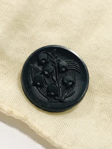 Rare 1800’s 6 Antique DEKNATEL Button Black Glass  | Dec.28,1880 Deknatel Patent Cover