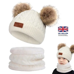 CheChury Bebé Invierno Sombrero y Bufanda Conjunto Niño Pequeño Pom Pom Gorro y Cuello 0-36m - Imagen 1 de 7