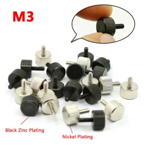 Knurled Thumb Screw M3 Flat Head Thumbscrew Bolt - Nickel / Black Zinc Plated - Picture 1 of 12