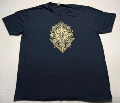 Camiseta Legend of Zelda Ocarina of Time Azul Marino Estampado Dorado XXL Master Sword Foto 1 de 4