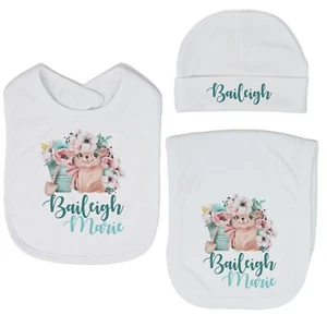 Conjunto de babero y tela eructa floral de Pascua personalizado para bebé niña VS2 - Imagen 1 de 26