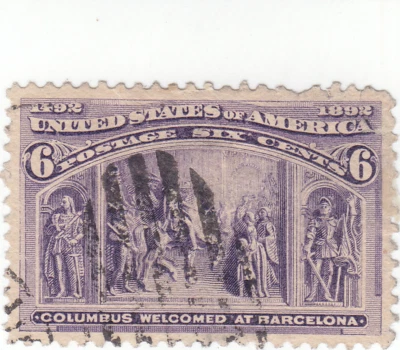 Scott #235 - 6c Purple -  Columbus at Barcelona - Used - SCV - $22.50 - Image 1 of 2