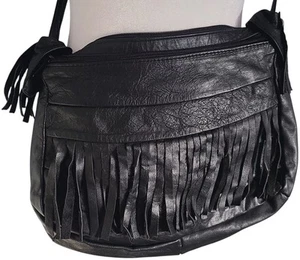 Black Fringe Faux Leather Purse - Picture 1 of 14