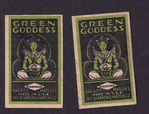 2 Ancienne étiquette Allumettes États Unis BN186174 Green Goddess - Imagen 1 de 1