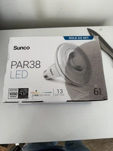 Sunco PAR38 LED Bulbs 6-Pack 13W 1050 Lumens 2700K Soft White Dimmable Open Box - Picture 1 of 7