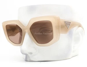 Prada Sunglasses SPR 14Z 19R-10D Opal Light Brown Taupe Silver Logo w/case - Picture 1 of 11
