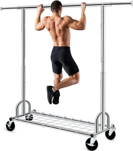 Heavy Duty Clothes Rail 238Kg (525Lbs) Capacity, Extendable Hanging Rack with Lo - Picture 1 of 12