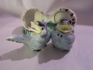 VINTAGE BLAUER VOGEL SALZ & PFEFFERSTREUER IN IHREN SCHALEN - Bild 1 von 7