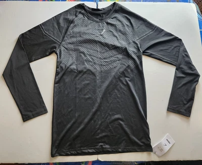 Camisa de compressão Gymshark masculina média preta cinza manga ônix - Imagem 1 de 4