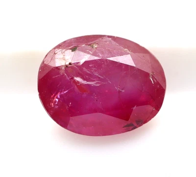 1.70 Ct Untreated Natural Ruby 7 x 6 mm Oval Cut Dark Pinkish Red Loose Gemstone - Image 1 of 4