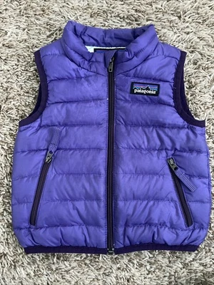 Patagonia 背心 婴儿 6 个月 Puffer Down 绝缘背心 紫色 徒步旅行 — 第 1/4 张图片
