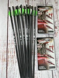 Dozen GOLD TIP Ravin 20" 350 Crossbow Bolts 2" vane & BLOODTherapy OCD broadhead - Picture 1 of 6