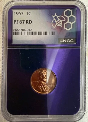 1963 Lincoln Memorial 1¢ NGC PF 67 RD Trader Bea Purple Core - Image 1 of 2