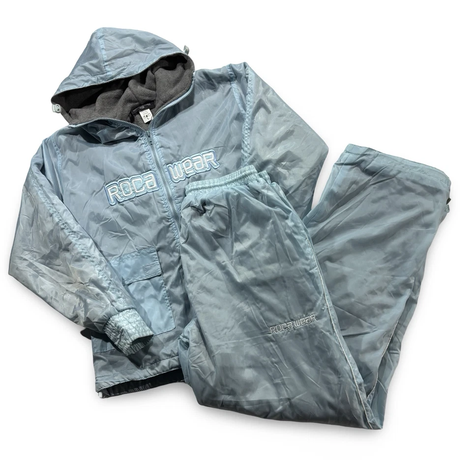 Vintage Y2k Rocawear Tracksuit Fleece Jacket & Pant Large Blue 2 Piece Set - Image 1 of 4
