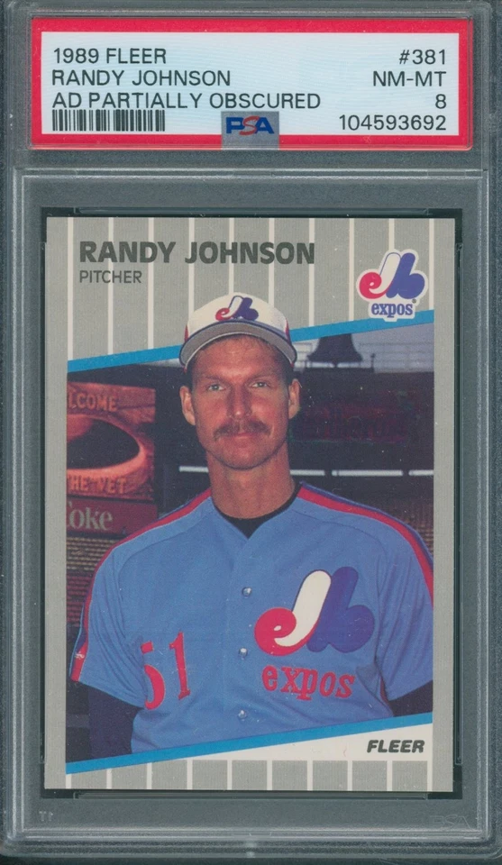 1989 Fleer #381 Randy Johnson Ad Partially Obscured PSA NM-MT 8 *3692 - Image 1 of 1