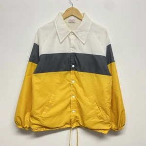 Vintage 80s Warwick Coach Jacket Men’s Medium Colourblock Windbreaker Made USA - Picture 1 of 19