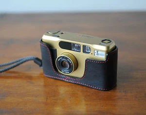 Mr. Zhou Black Leather Half Case with Red Stitching for Contax T2 - Picture 1 of 7