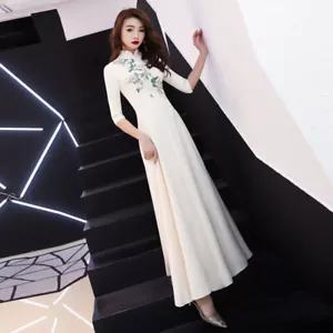Cheongsam Long Dress Long Temperament Chinese Style Women Evening Party Qipao - Picture 1 of 20