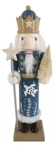 Schiaccianoci in legno, 15", SANTA COSTIERA IN CORONA CON BASTONE & ALBERO DI NATALE, BOF - Foto 1 di 24