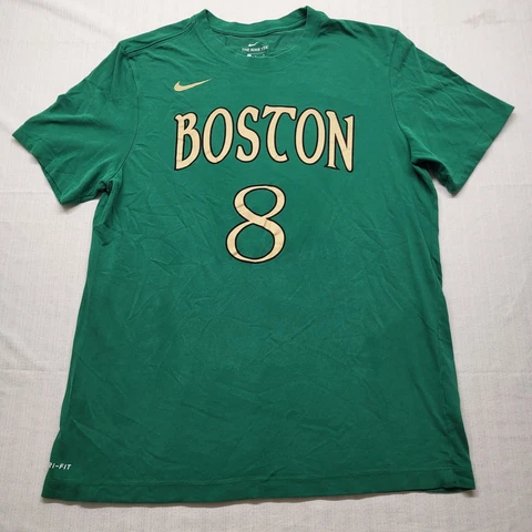 Nike T Shirt Mens Large Kemba Walker Boston Celtics Dri Fit Slim Green Cotton Cover