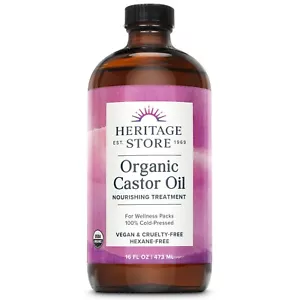 HERITAGE STORE Organic Castor Oil - Glass Bottle - Nourishing Treatment for Hair - Picture 1 of 6