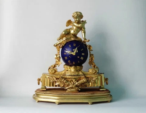fireplace clock God of love Eros on a globe by Henry Dasson XIX,  (97) Cover