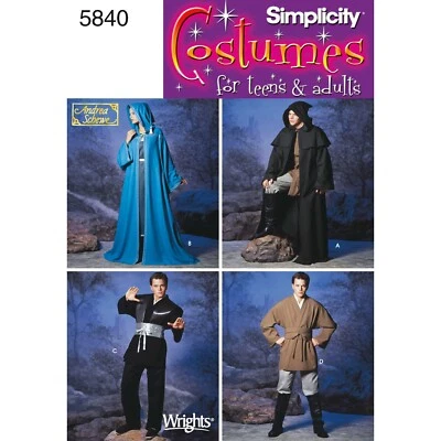 SIMPLICITY 5840 UNISEX ROBE & TUNIC COSTUMES Sewing Pattern Sizes XS - XL - Image 1 of 4