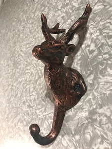 Brushed Brass Style Deer Buck Mounted Towel Hat Rack Hook Hanger Brand New - Picture 1 of 8