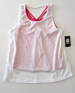 ID Ideology Girls Size L Mesh 2-in-1 Sleeveless Tank Top White Pink Pullover - Picture 1 of 7