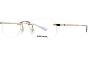 Mont Blanc MB0307O 001 Eyeglasses Men's Gold Rimless Rectangle Shape 54mm - Picture 1 of 7