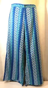 Flora Blue Geometric Wide Leg Palazzo Pants Size XL - Picture 1 of 1