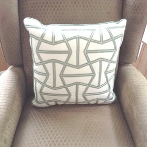 Threshold Green/Silver On Cream 18 X 18 Throw Pillow - Picture 1 of 5